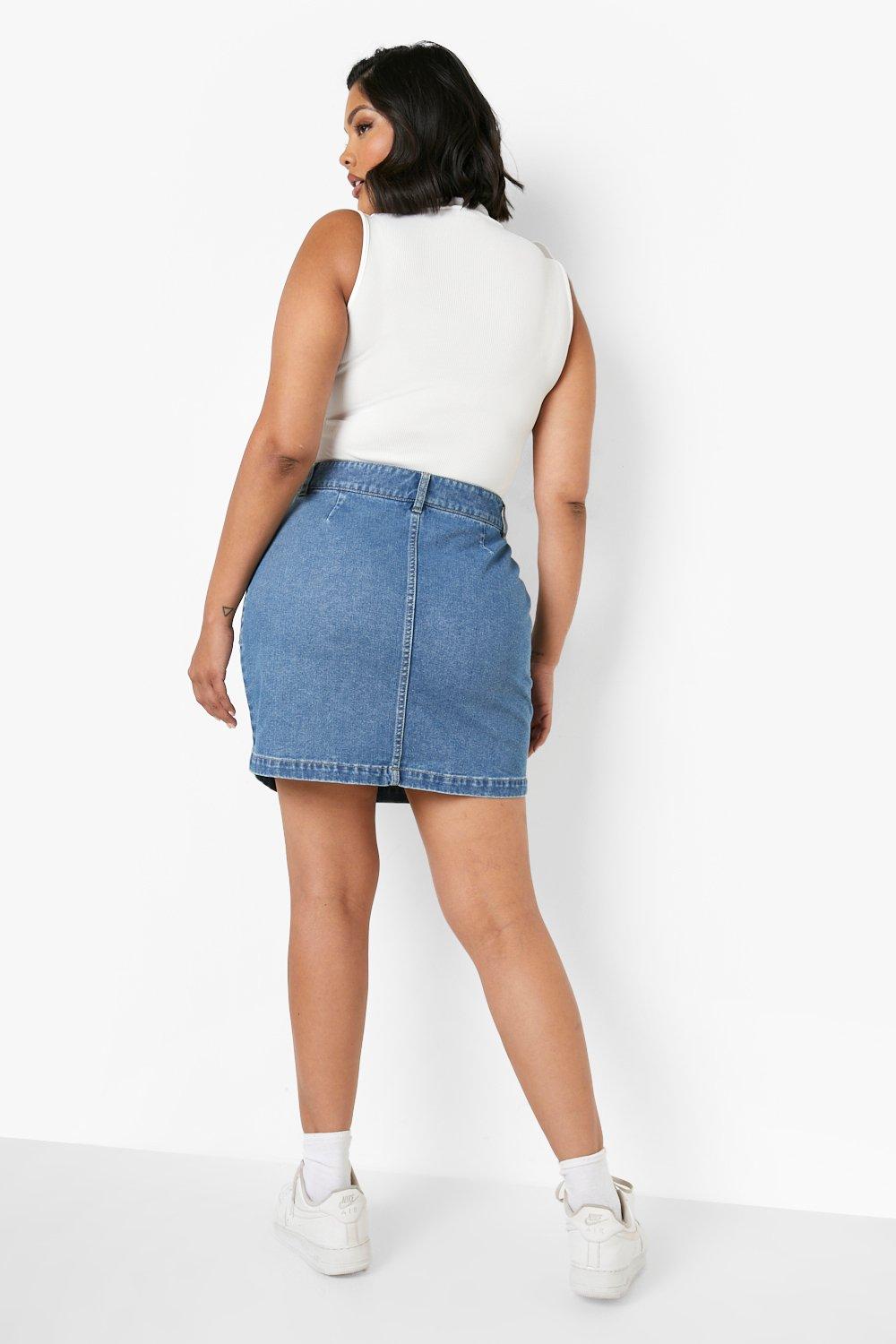 Plus size denim outlet mini skirt